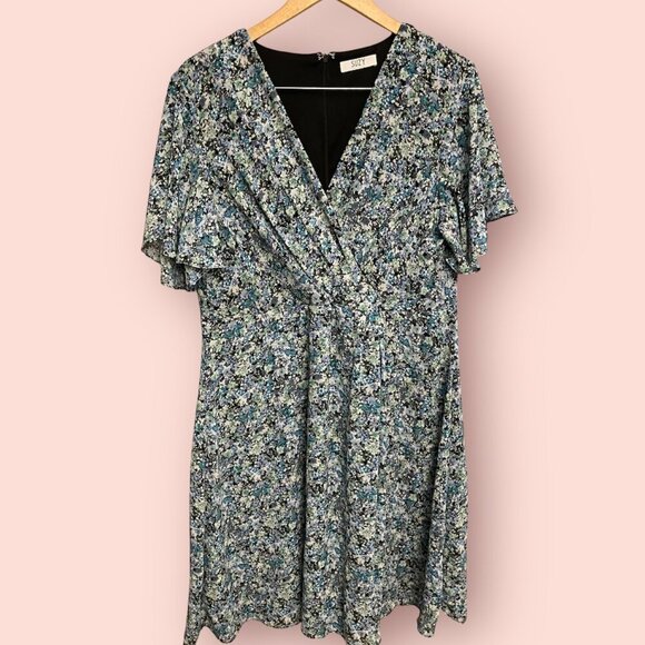 Suzy Shier Blue Print Dress - Picture 1 of 10